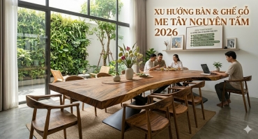 Xu hướng bàn gỗ nguyên tấm 2026