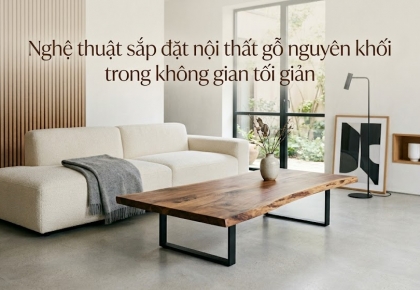 Nghệ thuật sắp đặt nội thất gỗ nguyên khối trong không gian tối giản