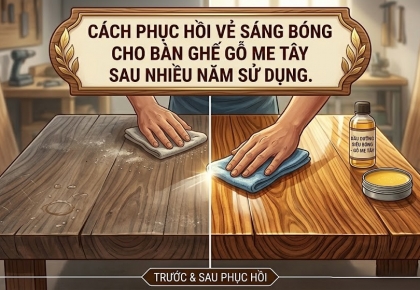 Cách phục hồi vẻ sáng bóng cho bàn ghế gỗ me tây sau nhiều năm sử dụng.