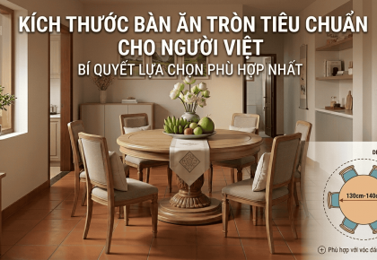 Kích thước bàn ăn tròn tiêu chuẩn cho người Việt là bao nhiêu?