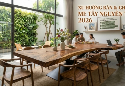 Xu hướng bàn gỗ nguyên tấm 2026
