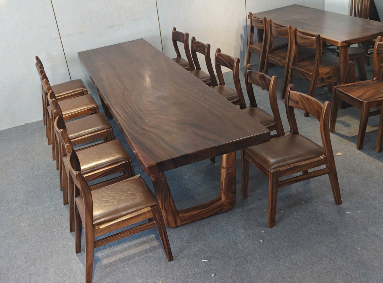 Bộ bàn ăn gỗ Me Tây 10 ghế