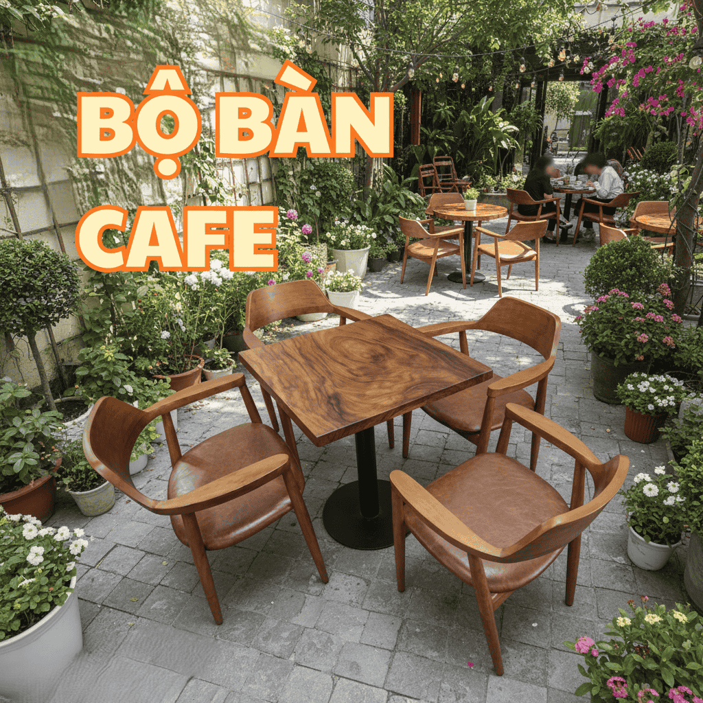 Bộ bàn cafe kèm ghế cá tính với phụ kiện trang trí