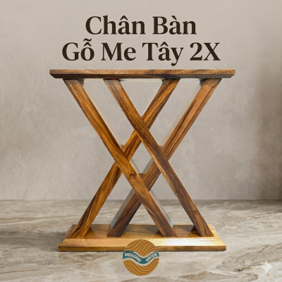 Chân bàn dài gỗ me tây 2X