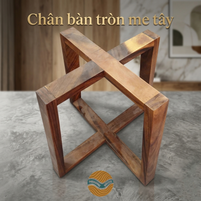 Chân bàn chữ thập bằng gỗ me tây