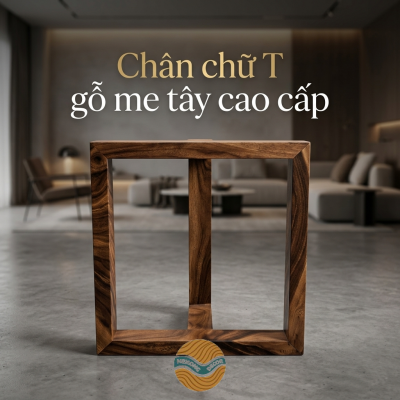Chân bàn gỗ me tây chữ T