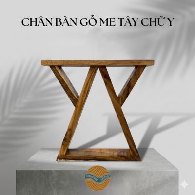 Chân bàn gỗ me tây chữ Y