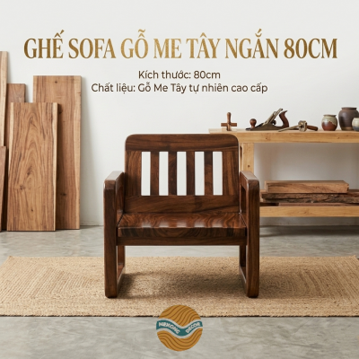 Ghế sofa gỗ me tây ngắn 80cm