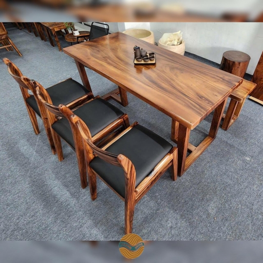 Bộ bàn ăn kết hợp 3 ghế me tây và ghế băng dài