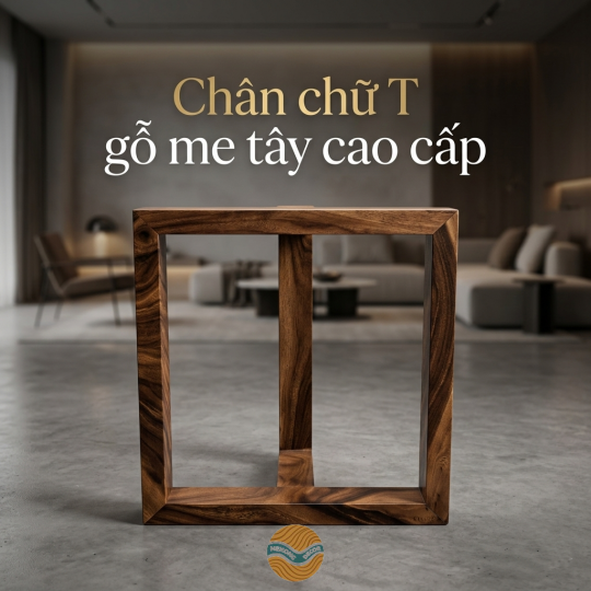 Chân bàn gỗ me tây chữ T