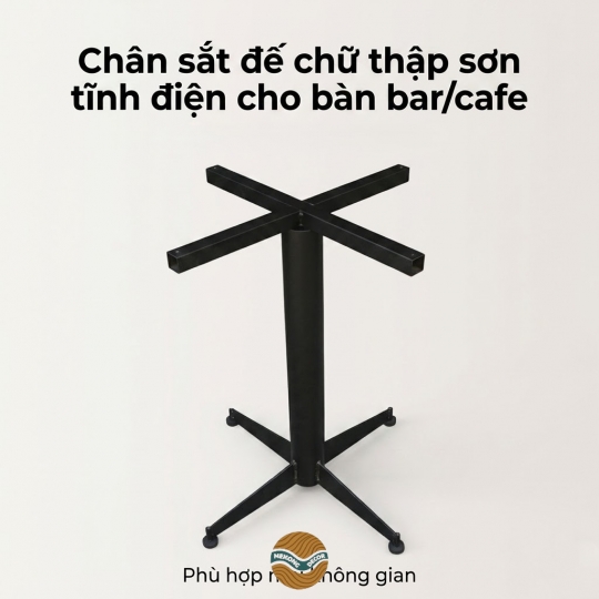 Chân sắt đế chữ thập sơn tĩnh điện cho bàn bar/cafe
