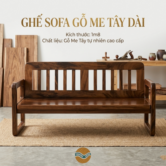 Ghế sofa gỗ me tây dài