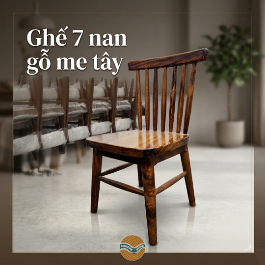 Ghế 7 nan gỗ me tây 