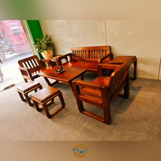 Bộ bàn ghế sofa gỗ me tây phòng khách 